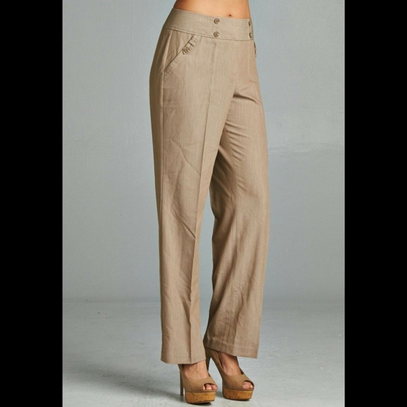 Women's Larry Levine Pants (Sand) - Picture 2 of 5